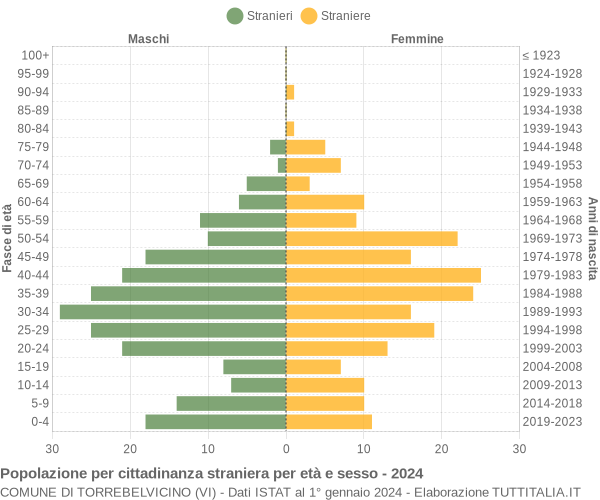 Grafico cittadini stranieri - Torrebelvicino 2024