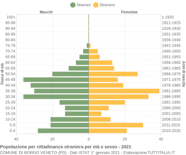Grafico cittadini stranieri - Borgo Veneto 2021