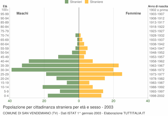 Grafico cittadini stranieri - San Vendemiano 2003