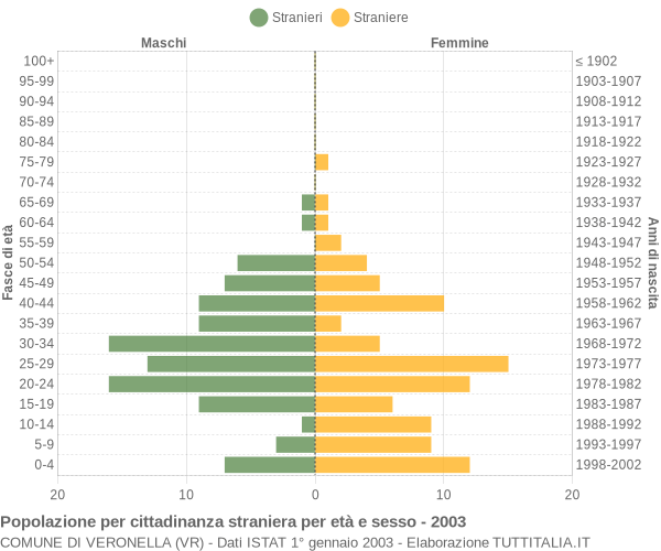 Grafico cittadini stranieri - Veronella 2003