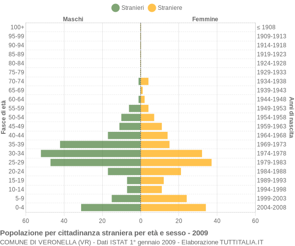 Grafico cittadini stranieri - Veronella 2009