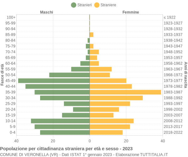 Grafico cittadini stranieri - Veronella 2023