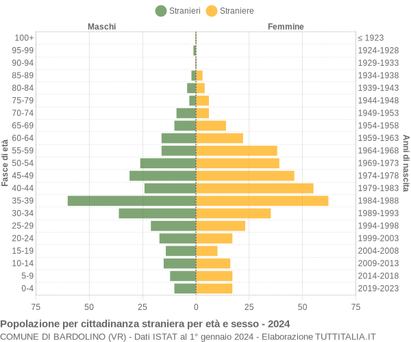 Grafico cittadini stranieri - Bardolino 2024