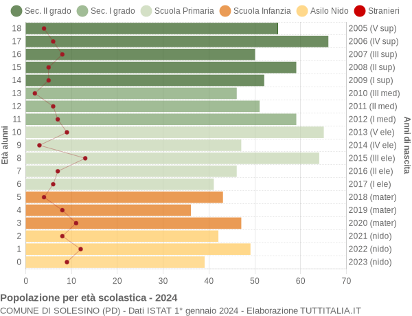 Grafico Popolazione in età scolastica - Solesino 2024