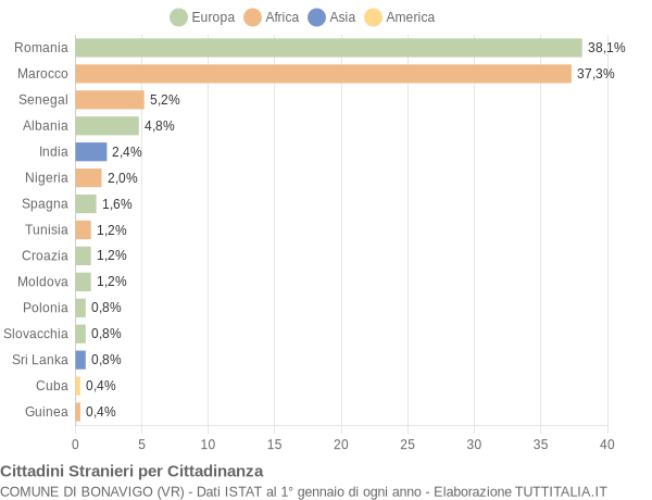 Grafico cittadinanza stranieri - Bonavigo 2021