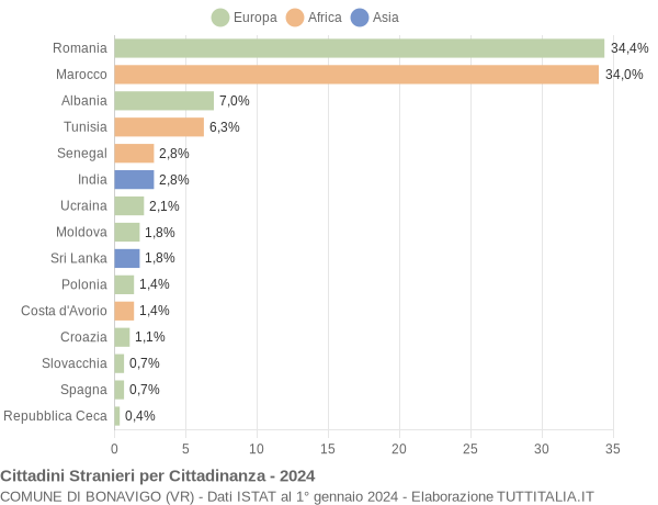 Grafico cittadinanza stranieri - Bonavigo 2024