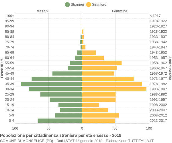 Grafico cittadini stranieri - Monselice 2018