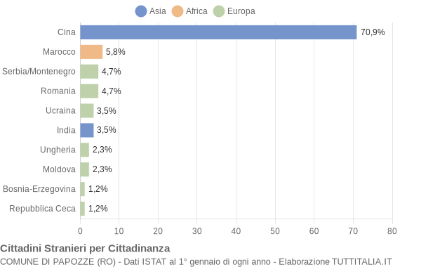 Grafico cittadinanza stranieri - Papozze 2008