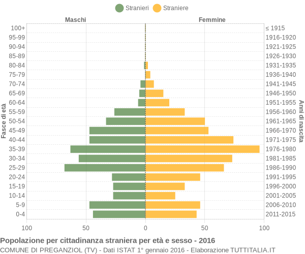 Grafico cittadini stranieri - Preganziol 2016