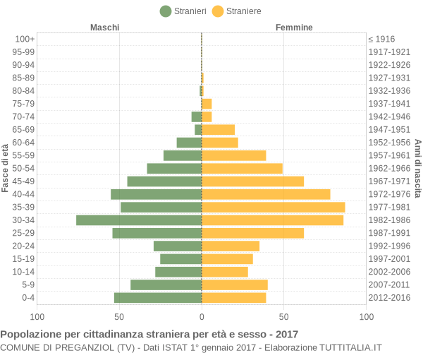 Grafico cittadini stranieri - Preganziol 2017