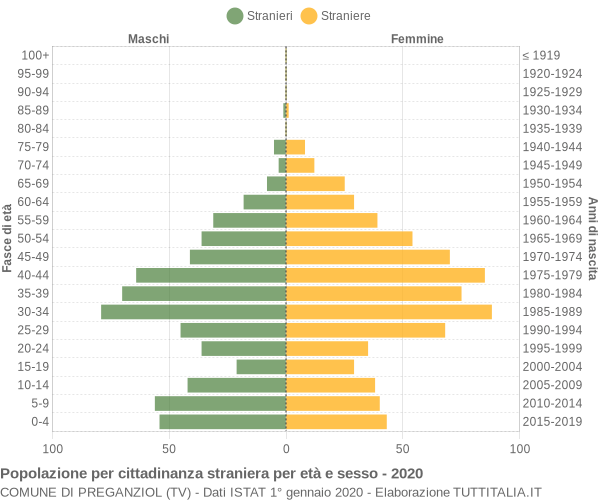 Grafico cittadini stranieri - Preganziol 2020