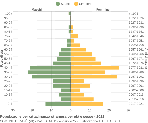 Grafico cittadini stranieri - Zanè 2022