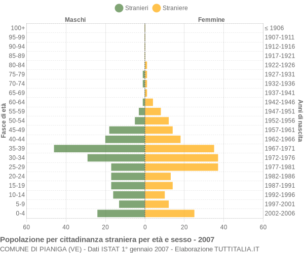 Grafico cittadini stranieri - Pianiga 2007