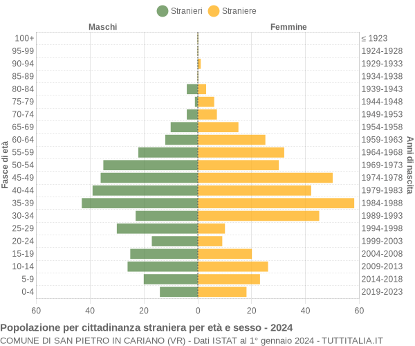 Grafico cittadini stranieri - San Pietro in Cariano 2024