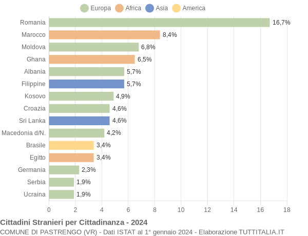 Grafico cittadinanza stranieri - Pastrengo 2024