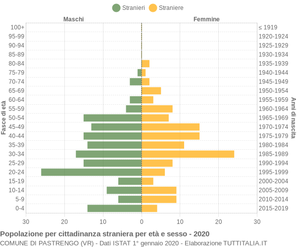 Grafico cittadini stranieri - Pastrengo 2020