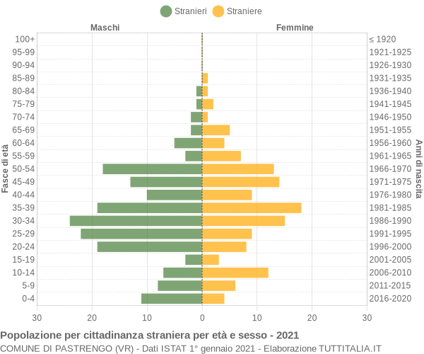 Grafico cittadini stranieri - Pastrengo 2021