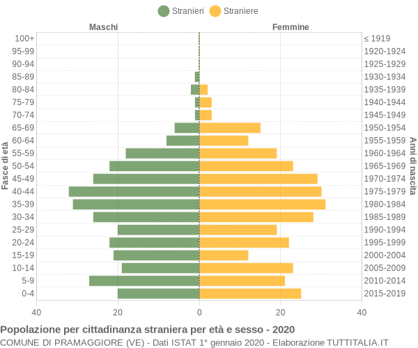 Grafico cittadini stranieri - Pramaggiore 2020