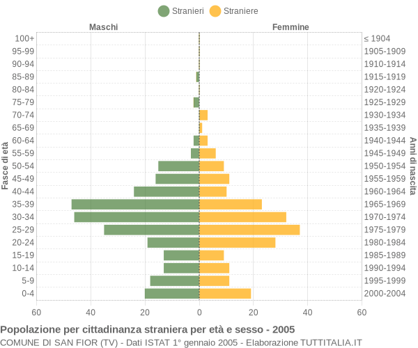 Grafico cittadini stranieri - San Fior 2005