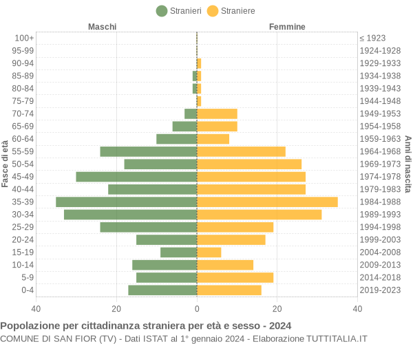 Grafico cittadini stranieri - San Fior 2024