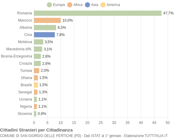 Grafico cittadinanza stranieri - San Giorgio delle Pertiche 2004