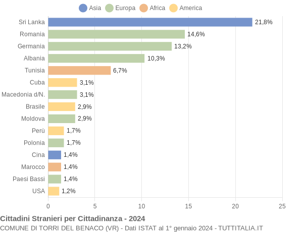 Grafico cittadinanza stranieri - Torri del Benaco 2024