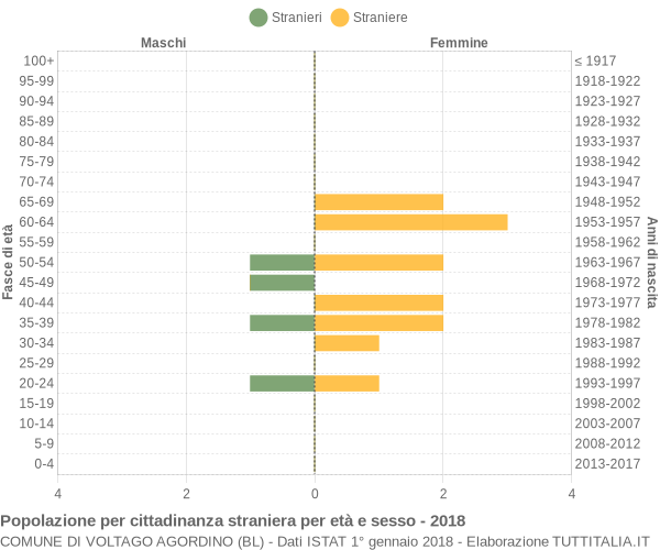 Grafico cittadini stranieri - Voltago Agordino 2018