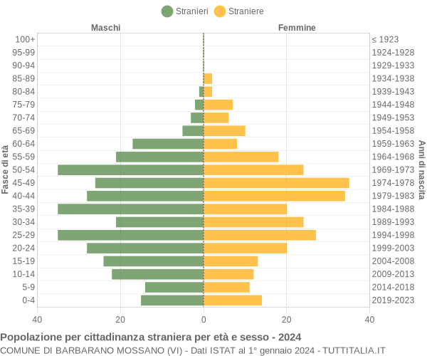 Grafico cittadini stranieri - Barbarano Mossano 2024