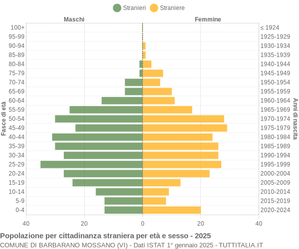 Grafico cittadini stranieri - Barbarano Mossano 2025