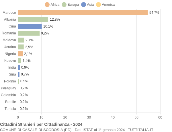 Grafico cittadinanza stranieri - Casale di Scodosia 2024