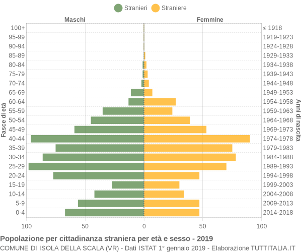 Grafico cittadini stranieri - Isola della Scala 2019