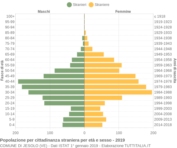 Grafico cittadini stranieri - Jesolo 2019