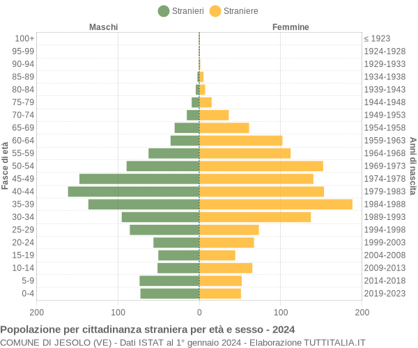 Grafico cittadini stranieri - Jesolo 2024