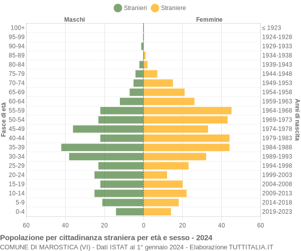 Grafico cittadini stranieri - Marostica 2024