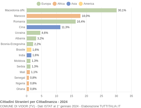 Grafico cittadinanza stranieri - Vidor 2024