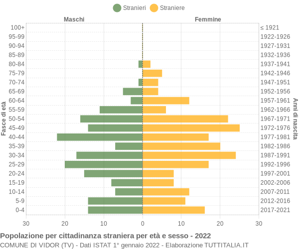 Grafico cittadini stranieri - Vidor 2022