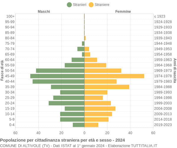 Grafico cittadini stranieri - Altivole 2024