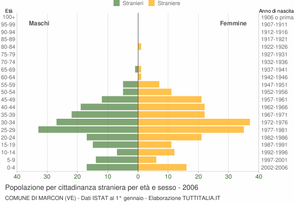 Grafico cittadini stranieri - Marcon 2006