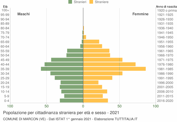 Grafico cittadini stranieri - Marcon 2021