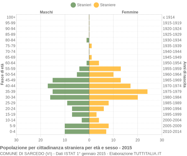 Grafico cittadini stranieri - Sarcedo 2015