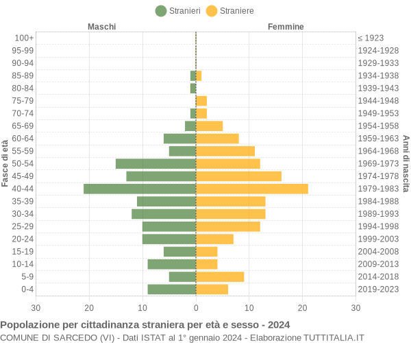 Grafico cittadini stranieri - Sarcedo 2024