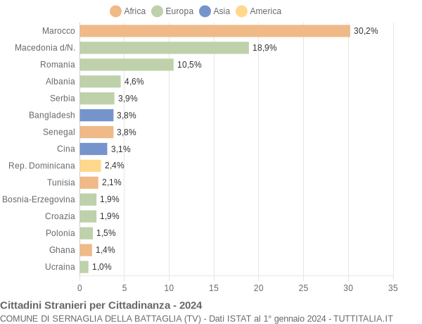 Grafico cittadinanza stranieri - Sernaglia della Battaglia 2024