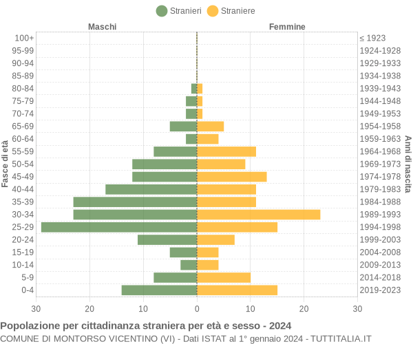 Grafico cittadini stranieri - Montorso Vicentino 2024