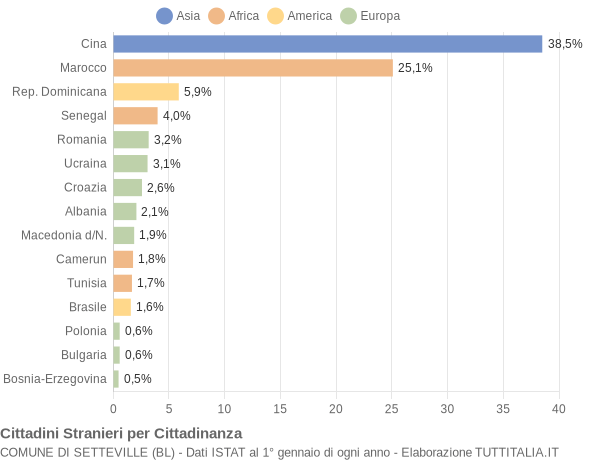 Grafico cittadinanza stranieri - Setteville 2019