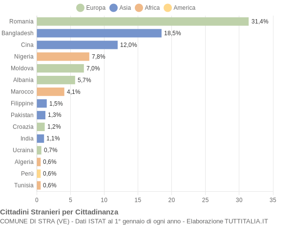 Grafico cittadinanza stranieri - Stra 2015