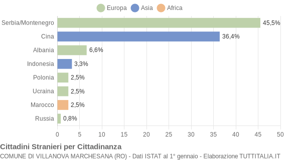 Grafico cittadinanza stranieri - Villanova Marchesana 2004