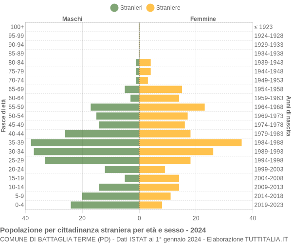 Grafico cittadini stranieri - Battaglia Terme 2024