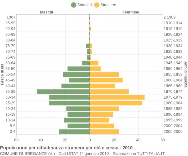 Grafico cittadini stranieri - Breganze 2010