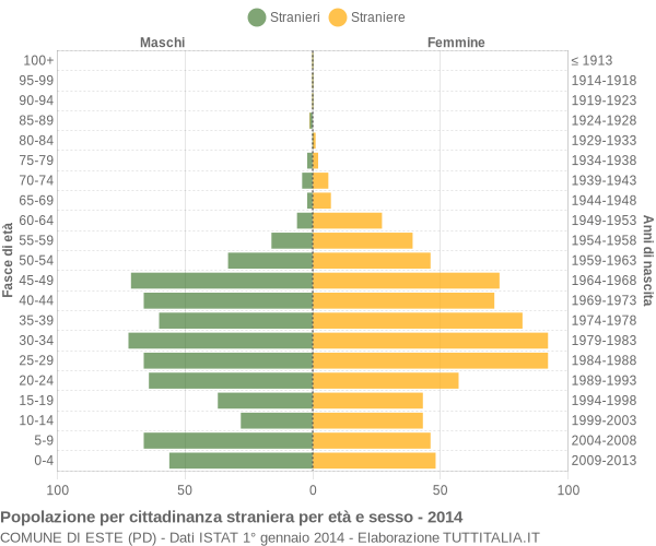 Grafico cittadini stranieri - Este 2014