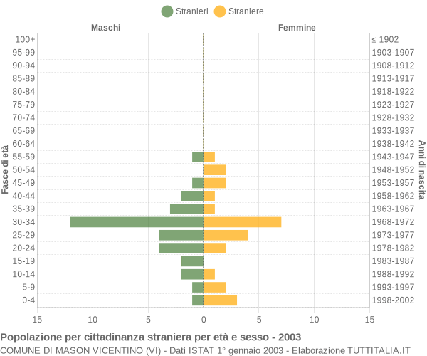 Grafico cittadini stranieri - Mason Vicentino 2003